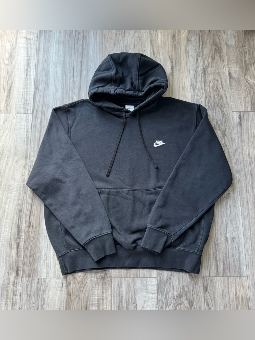 Nike Black Pullover Hoodie with Embroidered White Swoosh